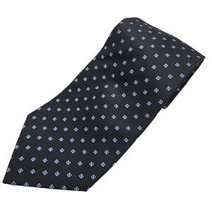 XMI 325 Series Black w/Blue Accents Silk Necktie - Made in USA - Like New